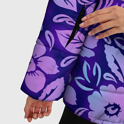 Куртка зимняя женская Фиолетовые цветочки, цвет: 3D-черный — фото 2
