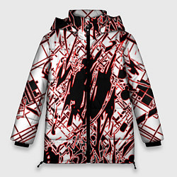 Куртка зимняя женская Кибернетическая клякса Красная, цвет: 3D-светло-серый