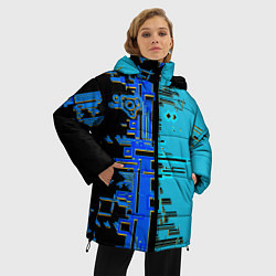 Куртка зимняя женская Кибер-глитч синий, цвет: 3D-светло-серый — фото 2