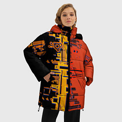 Куртка зимняя женская Кибер-глитч красный, цвет: 3D-светло-серый — фото 2