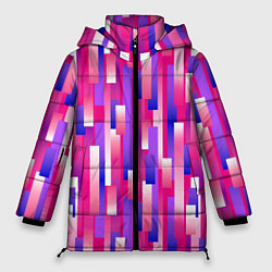Куртка зимняя женская Градиентные прямоугольники, цвет: 3D-красный