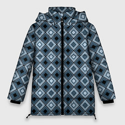 Женская зимняя куртка Геометрический узор в серо-голубом цвете