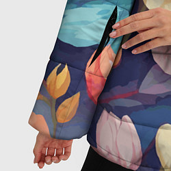 Куртка зимняя женская Водянная лилия лотосы кувшинки, цвет: 3D-черный — фото 2