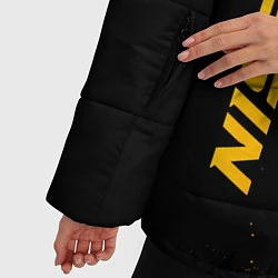 Куртка зимняя женская Nissan - gold gradient: надпись, символ, цвет: 3D-черный — фото 2