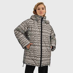 Куртка зимняя женская Вязанный стиль серая пряжа, цвет: 3D-черный — фото 2
