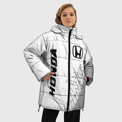 Куртка зимняя женская Honda speed на светлом фоне со следами шин: надпис, цвет: 3D-черный — фото 2