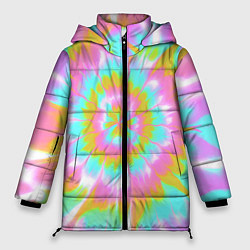 Куртка зимняя женская Tie-Dye кислотный в стиле барби, цвет: 3D-черный