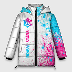 Куртка зимняя женская Brawl Stars neon gradient style: по-вертикали, цвет: 3D-черный