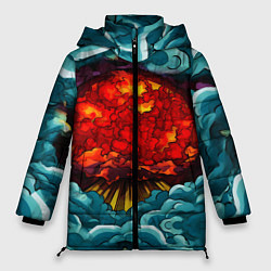 Куртка зимняя женская Ядерный хаос в витраже, цвет: 3D-красный