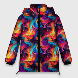 Куртка зимняя женская Разноцветные разные волны разводы, цвет: 3D-светло-серый