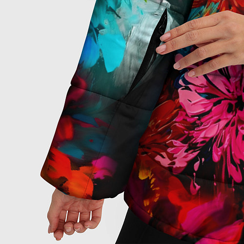 Женская зимняя куртка Краски и цветы / 3D-Красный – фото 5