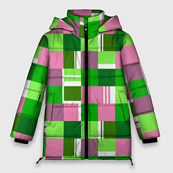 Женская зимняя куртка Ретро квадраты ванильные