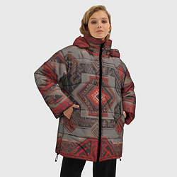 Куртка зимняя женская Ковер в красных тонах, цвет: 3D-черный — фото 2