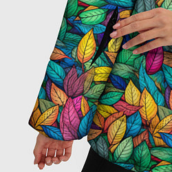 Куртка зимняя женская Разноцветные листья рисунок паттерн, цвет: 3D-светло-серый — фото 2