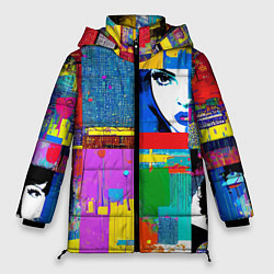 Женская зимняя куртка Лоскутное одеяло - поп-арт