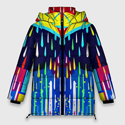 Куртка зимняя женская Два зонтика под дождём - нейросеть, цвет: 3D-светло-серый