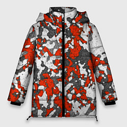 Женская зимняя куртка Абстракция серо-красная