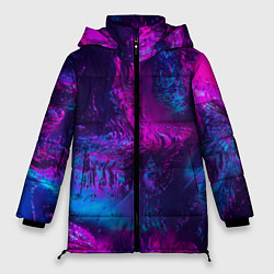 Женская зимняя куртка Неоновая абстракция синий и розовый