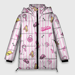 Женская зимняя куртка Барби - розовая полоска и аксессуары