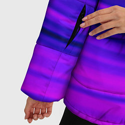 Куртка зимняя женская Волнистый абстрактный узор в синих и малиновых тон, цвет: 3D-черный — фото 2