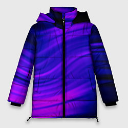 Куртка зимняя женская Волнистый абстрактный узор в синих и малиновых тон, цвет: 3D-светло-серый