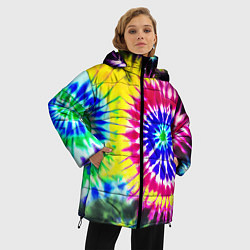 Куртка зимняя женская Colorful floral composition - tie-dye, цвет: 3D-светло-серый — фото 2