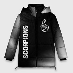 Женская зимняя куртка Scorpions glitch на темном фоне вертикально