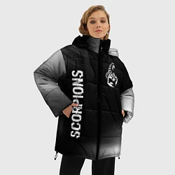 Куртка зимняя женская Scorpions glitch на темном фоне вертикально, цвет: 3D-черный — фото 2