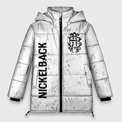 Куртка зимняя женская Nickelback glitch на светлом фоне вертикально, цвет: 3D-черный