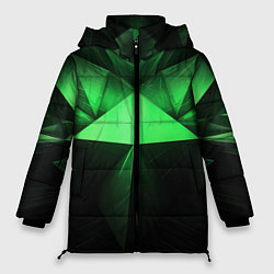 Куртка зимняя женская Яркая зеленая геометрия, цвет: 3D-черный