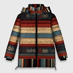 Куртка зимняя женская Этнический принт в полоску, цвет: 3D-светло-серый