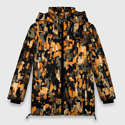 Куртка зимняя женская Мазки коричневой краски, цвет: 3D-черный