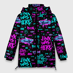 Куртка зимняя женская Jinx Arcane pattern neon, цвет: 3D-светло-серый