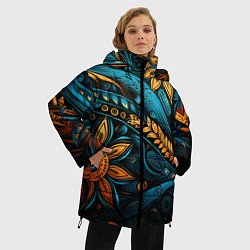 Куртка зимняя женская Узор с растительными элементами, цвет: 3D-светло-серый — фото 2
