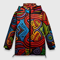 Женская зимняя куртка Разноцветный узор в стиле абстракционизм