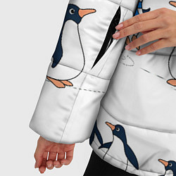 Куртка зимняя женская Семейство пингвинов на прогулке, цвет: 3D-светло-серый — фото 2