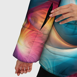 Куртка зимняя женская Волнообразная разноцветная абстракция, цвет: 3D-красный — фото 2