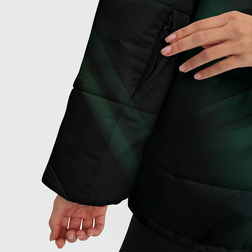 Женская зимняя куртка Тёмно-зелёная шотландская клетка / 3D-Красный – фото 5