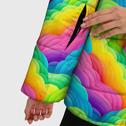 Куртка зимняя женская Разноцветные облака из бумаги паттерн, цвет: 3D-светло-серый — фото 2
