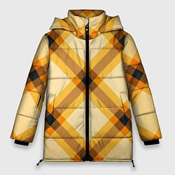 Куртка зимняя женская Желтая шотландская клетка, цвет: 3D-светло-серый