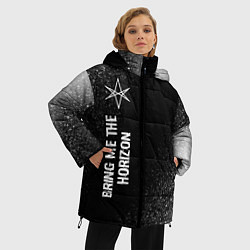 Куртка зимняя женская Bring Me the Horizon glitch на темном фоне по-верт, цвет: 3D-черный — фото 2