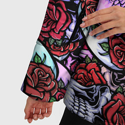 Куртка зимняя женская Череп розы в глазах паттерн, цвет: 3D-светло-серый — фото 2