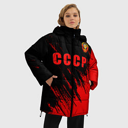 Куртка зимняя женская СССР герб брызги красок, цвет: 3D-светло-серый — фото 2