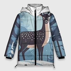 Женская зимняя куртка Зимняя сказка олень в лесу