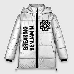 Женская зимняя куртка Breaking Benjamin glitch на светлом фоне вертикаль