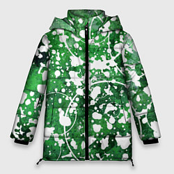 Женская зимняя куртка Абстракция - круги на зелёном
