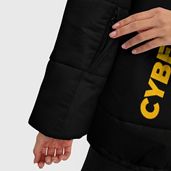 Куртка зимняя женская Cyberpunk 2077 - gold gradient по-вертикали, цвет: 3D-черный — фото 2