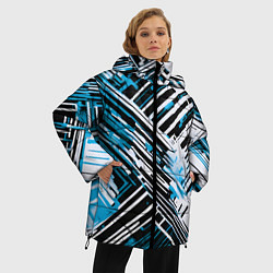 Куртка зимняя женская Киберпанк линии белые и синие, цвет: 3D-красный — фото 2