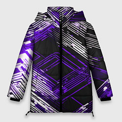 Куртка зимняя женская Киберпанк линии белые и фиолетовые, цвет: 3D-светло-серый