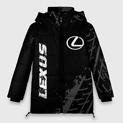 Женская зимняя куртка Lexus speed на темном фоне со следами шин вертикал